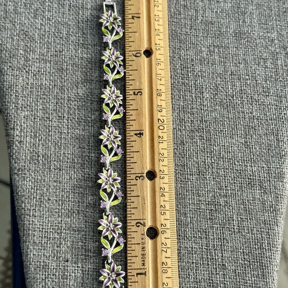 Floral Silver and Purple Bracelet Napier 7” - Picture 6 of 9
